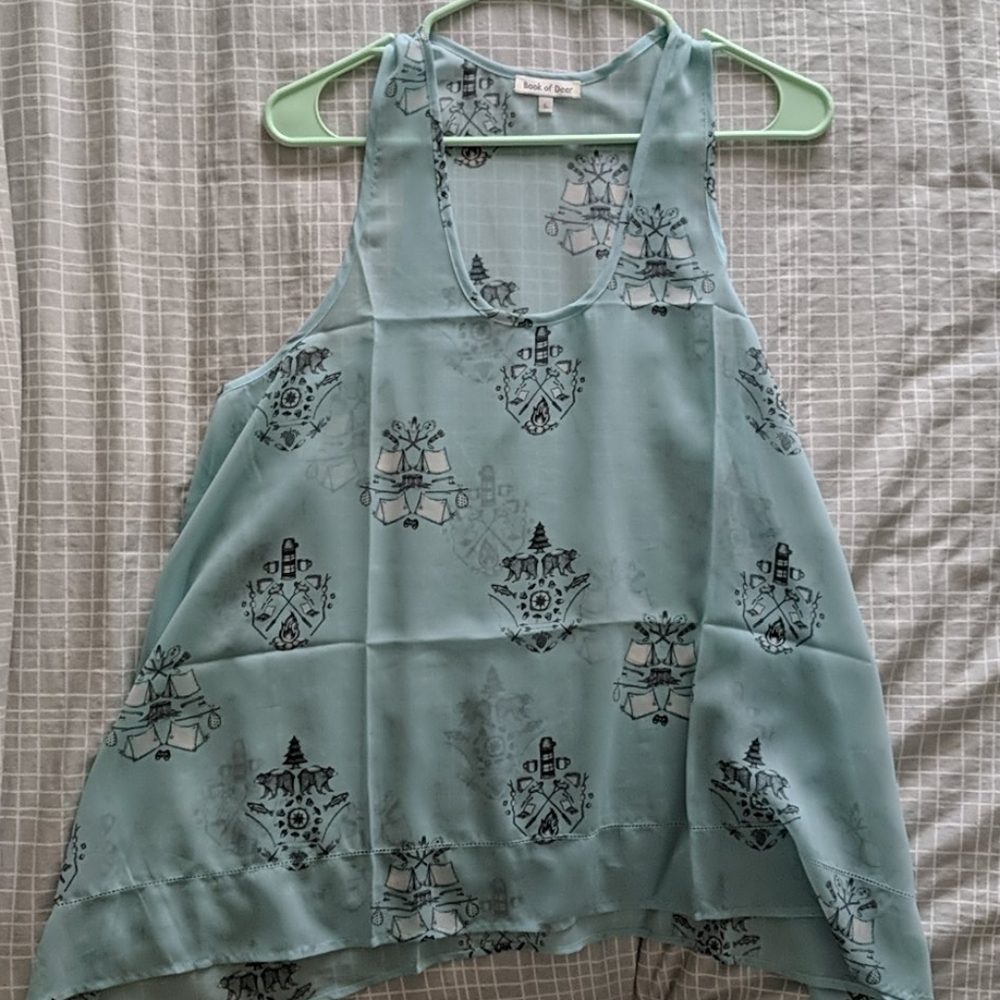 Blue wildlife tank top